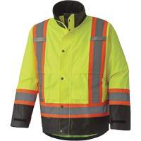5401 Veste de s&eacute;curit&eacute; imperm&eacute;able 300D Trilobal antid&eacute;chirure, Polyester, Noir/Jaune lime haute visibilit&eacute;, T-petit Seaboard Timber Mart