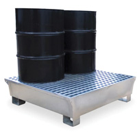 4-Drum Steel Ultra-Spill Pallet&reg;, 68 US gal. Spill Capacity, 49.1" x 47.1" x 10.9" Seaboard Timber Mart