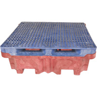 4-Drum Ultra-Spill King&reg; Flat Deck Spill Pallet, 85 US gal. Spill Capacity, 51" x 51" x 17.5" Seaboard Timber Mart