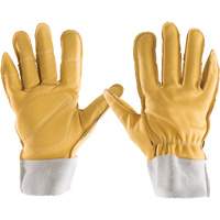 All-Leather Gloves, 7/Small, Grain Leather Palm, Elastic Cuff Seaboard Timber Mart