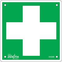 Enseigne premiers soins, 6" x 6", Aluminium, Pictogramme Seaboard Timber Mart