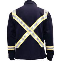 Flame Resistant Striped Full Zip Fleece Jacket, Small, Navy Blue Seaboard Timber Mart