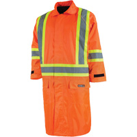 Imperm&eacute;able long avec capuchon amovible, Nylon/PVC, Petit, Orange haute visibilit&eacute; Seaboard Timber Mart