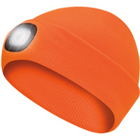 5675 Tuque en tricot avec lampe frontale &agrave; DEL, Doublure en Molleton, Taille unique, Orange haute visibilit&eacute; Seaboard Timber Mart