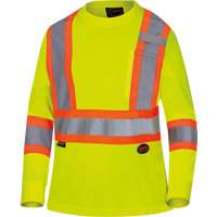 6969 Chandail de s&eacute;curit&eacute; &agrave; manches longues en il-de-perdrix pour femme, Polyester, T-petit, Jaune lime haute visibilit&eacute; Seaboard Timber Mart