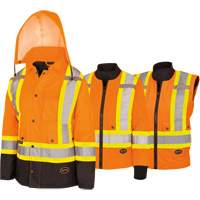 5020BBW Manteau 7 en 1 imperm&eacute;able pour femmes avec capuchon, Polyester/Polyur&eacute;thane, Orange haute visibilit&eacute;, T-petit Seaboard Timber Mart