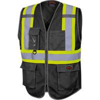 6959BK Veste de s&eacute;curit&eacute; haute visibilit&eacute; en tricot chaîne avec fermeture &agrave; glissi&egrave;re, Noir, T-petit, Polyester Seaboard Timber Mart