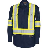 7742SF FR-TECH&reg; High-Visibility 88/12 Arc-Rated Safety Shirt, Small, Navy Blue Seaboard Timber Mart