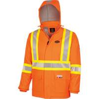 5884 Manteau imperm&eacute;able ignifuge et r&eacute;sistant aux arcs &eacute;lectriques avec capuchon Flash-Gard, Petit, Orange haute visibilit&eacute;, 51 cal/cm² Seaboard Timber Mart