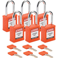 Velocity Lockout Padlocks, Orange, Keyed Different, Nylon, 1-1/2" Width Seaboard Timber Mart