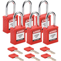Velocity Lockout Padlocks, Red, Keyed Alike, Nylon, 1-1/2" Width Seaboard Timber Mart