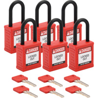 Velocity Lockout Padlocks, Red, Keyed Alike, Nylon, 1-1/2" Width Seaboard Timber Mart