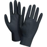 Gants d'examen de poids lourd &agrave; prise tactile, Grand, Nitrile, 8 mils, Sans poudre, Noir Seaboard Timber Mart