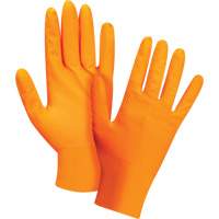 Gants d'examen de poids lourd &agrave; prise tactile, Grand, Nitrile, 8 mils, Sans poudre, Orange Seaboard Timber Mart