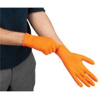 Gants d'examen de poids lourd &agrave; prise tactile, Grand, Nitrile, 8 mils, Sans poudre, Orange Seaboard Timber Mart