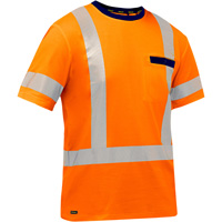 Bisley&reg; X-Back Short Sleeve Shirt, Poly-Cotton, Small, High Visibility Orange Seaboard Timber Mart