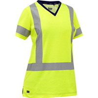 Bisley&reg; Women's X-Back Short Sleeve Shirt, Poly-Cotton, Small, High Visibility Lime-Yellow Seaboard Timber Mart