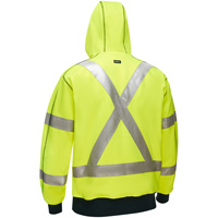 Bisley&reg; X-Back Full Zip Hooded Sweatshirt with Sherpa Lining, Small, High Visibility Lime-Yellow Seaboard Timber Mart