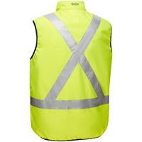 Bisley&reg; X-Back Reversible Puffer Vest, High Visibility Lime-Yellow, Small, Polyester Seaboard Timber Mart