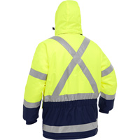 Bisley&reg; X-Back Extreme Cold Jacket with Navy Bottom, Polyester, High Visibility Lime-Yellow, Small Seaboard Timber Mart