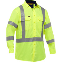Bisley&reg; X-Back Long Sleeve Work Shirt with X-Airflow, Poly-Cotton, Small, High Visibility Lime-Yellow Seaboard Timber Mart