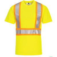 Contrast-Striped Safety T-Shirt, Polyester, Small, High Visibility Lime-Yellow Seaboard Timber Mart