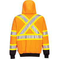 Contrast-Striped Safety Hoodie, Small, Black/High Visibility Orange Seaboard Timber Mart