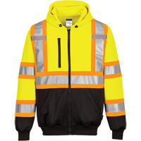 Contrast-Striped Safety Hoodie, Small, Black/High Visibility Lime-Yellow Seaboard Timber Mart