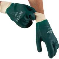 Double Dipped Green Gloves, 10" L, PVC, Cotton Jersey Inner Lining, 70-mil Seaboard Timber Mart