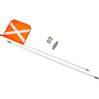 Heavy-Duty Safety Whip, Threaded Mount, 8' High, Orange with Reflective X Seaboard Timber Mart