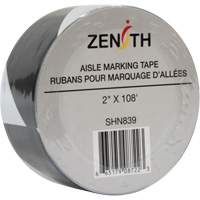 Aisle Marking Tape, 2" x 108', PVC, Noir et blanc Seaboard Timber Mart
