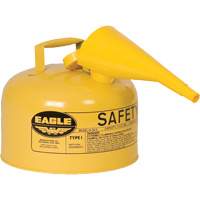 Safety Can for Diesel with Funnel, Type I, Galvanized Steel, 2.5 US gal., Yellow, FM Approved/UL/ULC Listed Seaboard Timber Mart