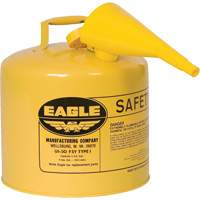 Safety Can for Diesel with Funnel, Type I, Galvanized Steel, 5 US gal., Yellow, FM Approved/UL/ULC Listed Seaboard Timber Mart