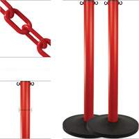 Industrial Stanchion Kit with Plastic Chain, 37" High, Red Seaboard Timber Mart