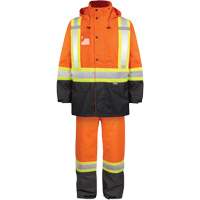 Ensemble de pluie haute visibilit&eacute; en tissu 150 deniers, Polyester, Petit, Orange haute visibilit&eacute; Seaboard Timber Mart