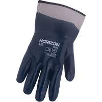 Horizon&reg; Navy Gloves with Pasted Cuffs, Medium, Nitrile Coating, Jersey/Cotton Shell Seaboard Timber Mart