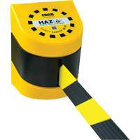 HAZLOK Safety Barrier System, Plastic, Magnetic Mount, 30', Black and Yellow Tape Seaboard Timber Mart
