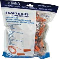 SEALTEC33 Orange Tapered PU Foam Disposable Earplugs, Bulk - Polybag, Corded Seaboard Timber Mart