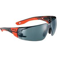 Lunettes de s&eacute;curit&eacute; RUSH+ 2.0 avec monture noire et rouge, M/G, Lentille Fum&eacute;e, Antibu&eacute;e/Anti-&eacute;gratignures, ANSI Z87+ Seaboard Timber Mart