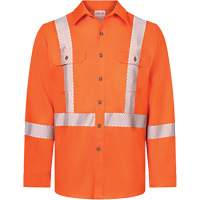 Chemise de travail haute visibilit&eacute; &agrave; bandes segment&eacute;es 7 oz de luxe Avenger, Style 652, Hommes, Petit, Orange Seaboard Timber Mart