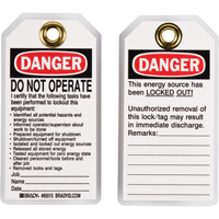 Lockout Tags, Plastic, 3" W x 5-1/2" H, English Seaboard Timber Mart