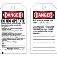 Lockout Tags, Plastic, 3" W x 5-3/4" H, English Seaboard Timber Mart