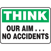 "Our Aim… No Accidents" Sign, 7" x 10", Aluminum, English Seaboard Timber Mart