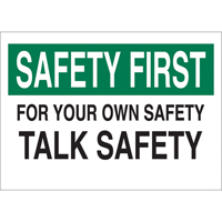 "Talk Safety" Sign, 10" x 14", Aluminum, English Seaboard Timber Mart