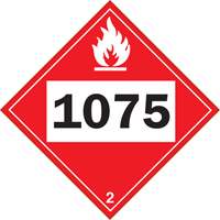 1075 Liquefied Petroleum Flammable Gas TDG Placard, Plastic Seaboard Timber Mart