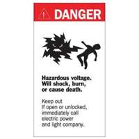Enseigne Danger Hazardous Voltage, 8" x 4-1/2", Acrylique, Anglais avec pictogramme Seaboard Timber Mart