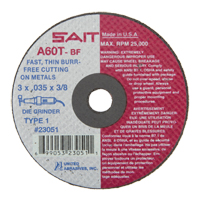 Cut-Off Wheel (A36T), 3" x 0.035", 3/8" Arbor, Type 1, Aluminum Oxide, 25000 RPM Seaboard Timber Mart