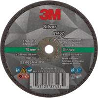 Silver Cut-Off Wheel, 3" x 0.04", 1/4"-28 Arbor, Type 1, Ceramic, 25645 RPM Seaboard Timber Mart