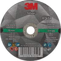 Silver Cut-Off Wheel, 3" x 0.06", 3/8"-24 Arbor, Type 1, Ceramic, 25645 RPM Seaboard Timber Mart