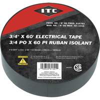 IET-3460 Electrical Tape, 19 mm (3/4") x 18.28 m (60'), Black Seaboard Timber Mart
